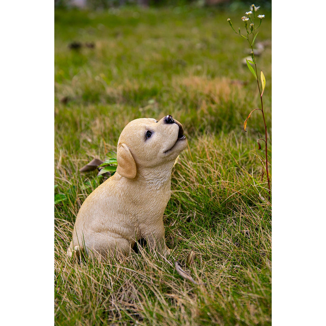 Howling Labrador Puppy Statue Yellow Polyresin