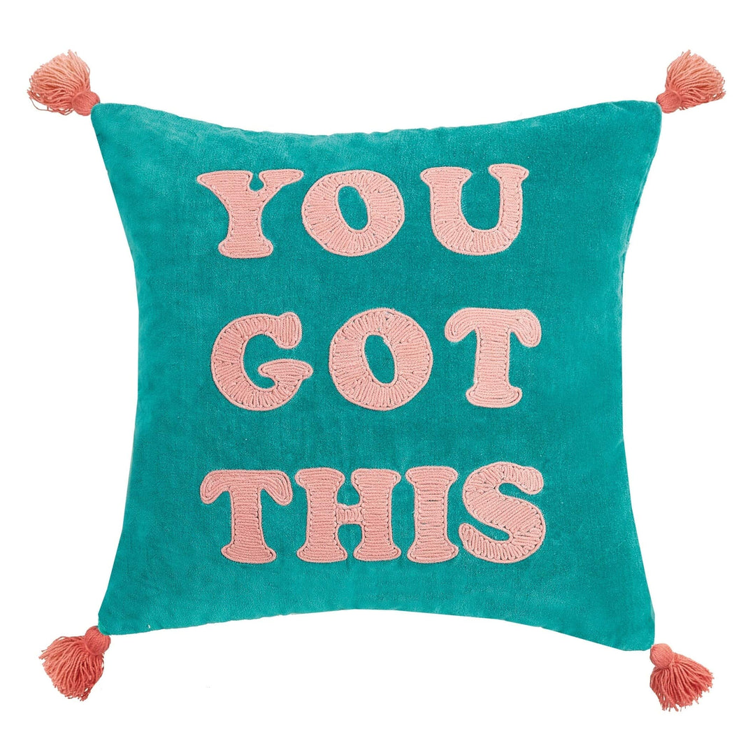 You Got This Tassels Embroidered Pillow Multi lor Motif Modern ntemporary