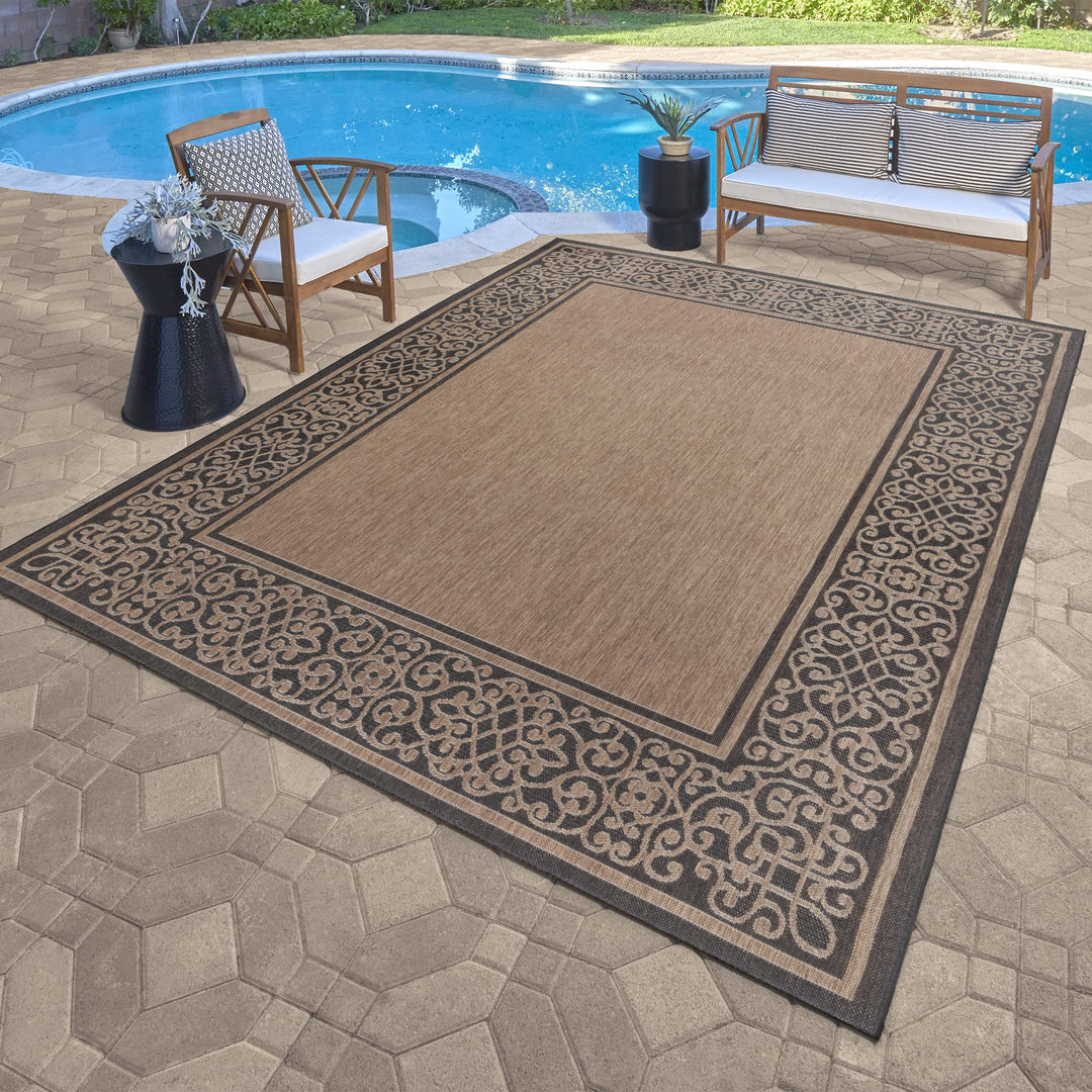 Gertmenian Indoor Outdoor Classic Flatweave Area Rug Stain & UV Resistant Carpet