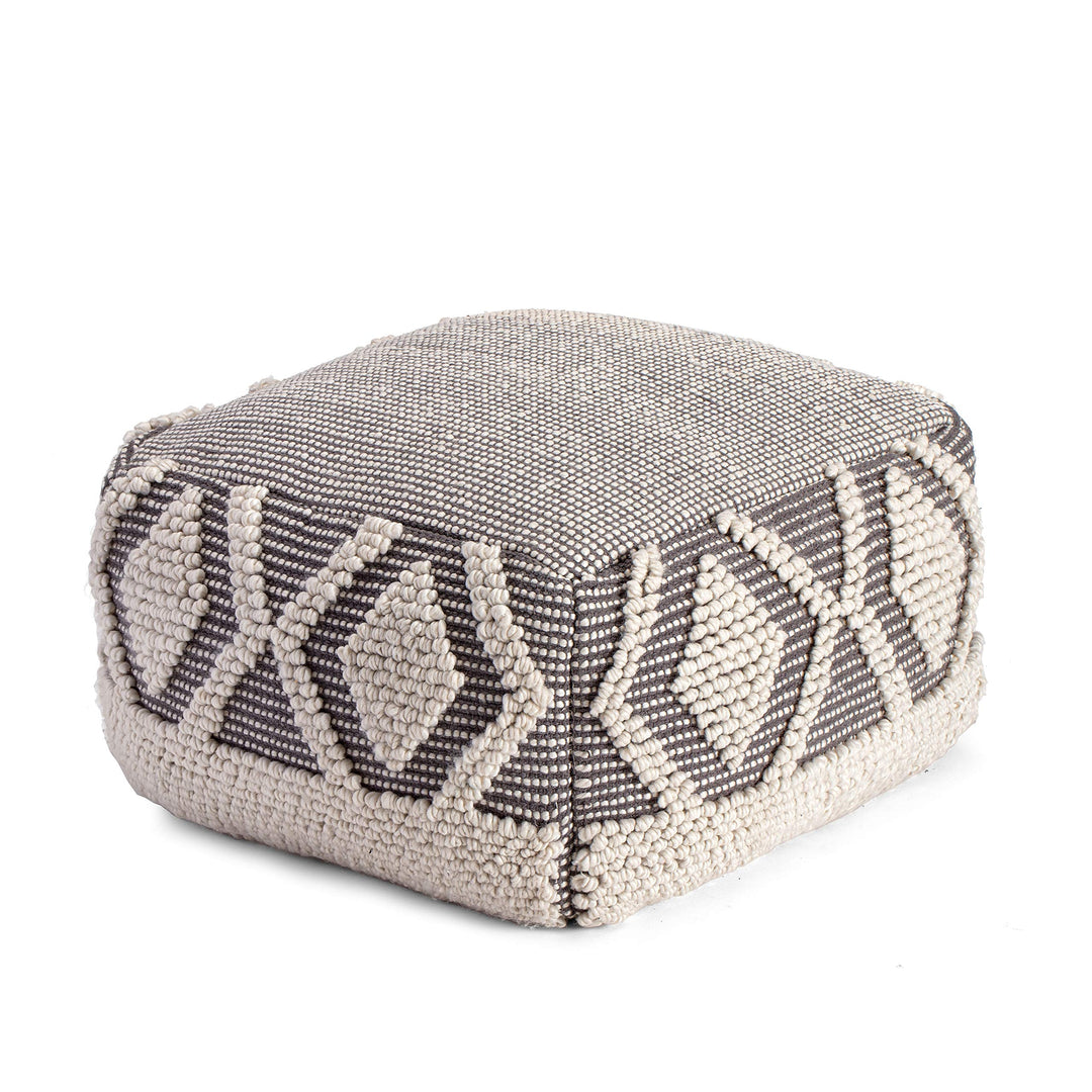 22" X 16" Gray Ivory Pouf Grey Off/White Bohemian Eclectic Modern Contemporary - Diamond Home USA