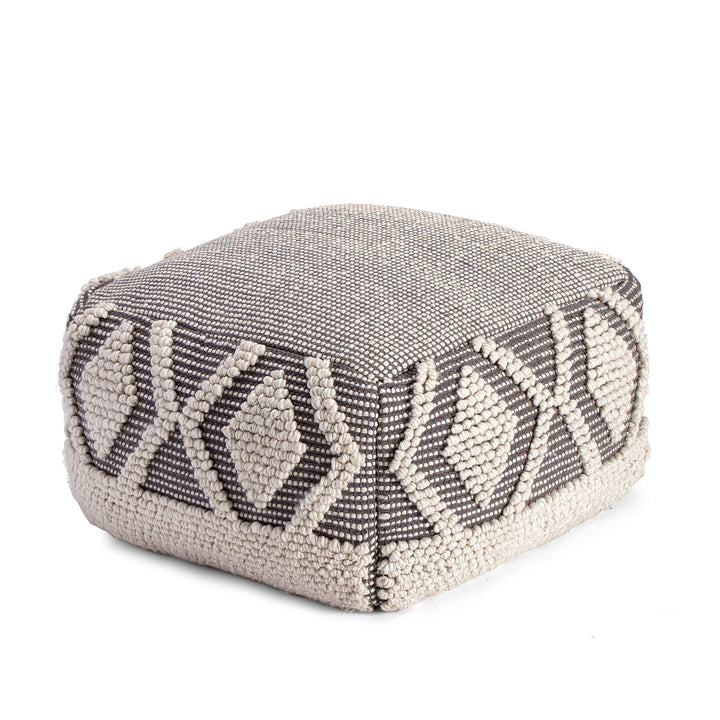 22" X 16" Gray Ivory Pouf Grey Off/White Bohemian Eclectic Modern Contemporary - Diamond Home USA