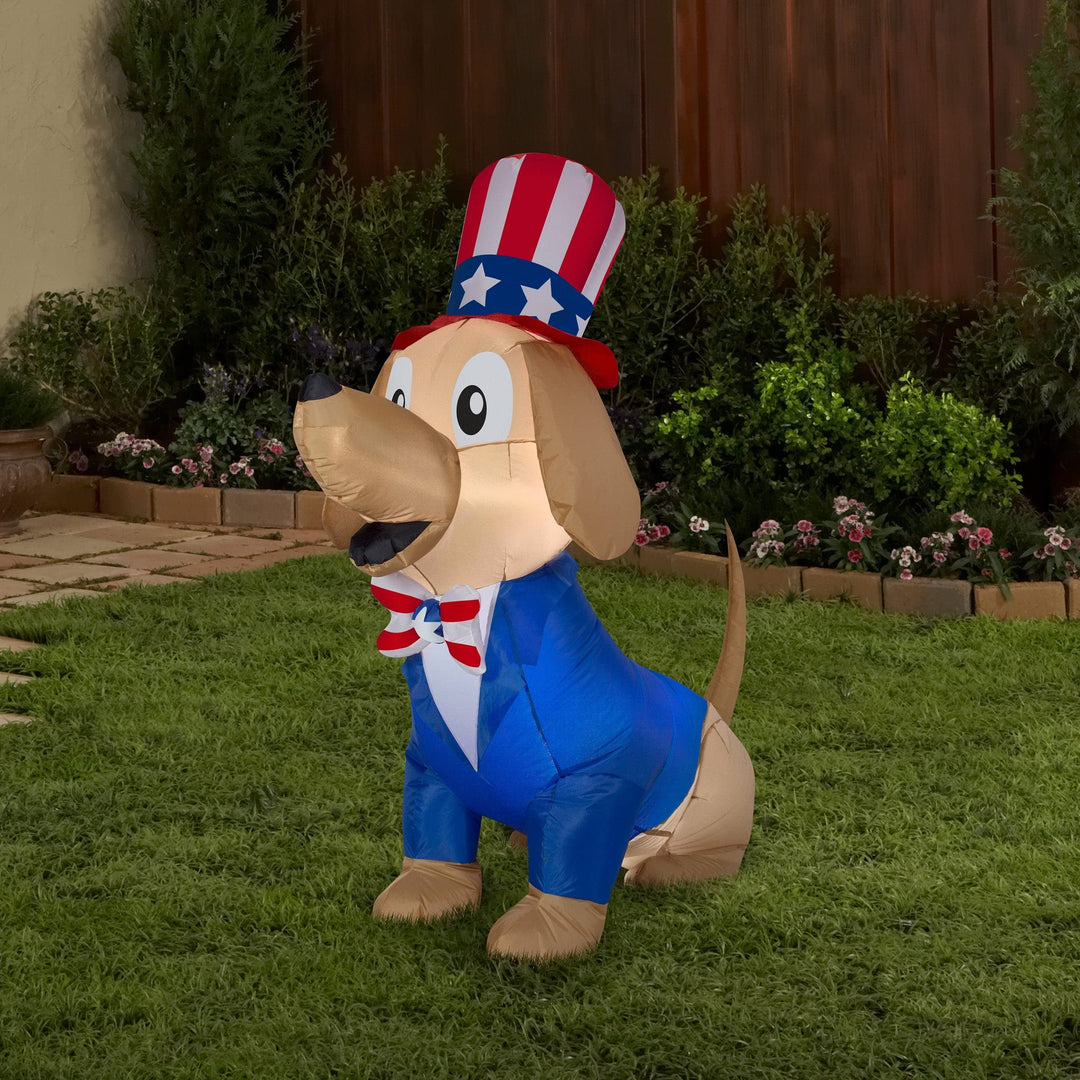 60" Inflatable Patriotic Pooch 60 in Blue Traditional Plastic - Diamond Home USA