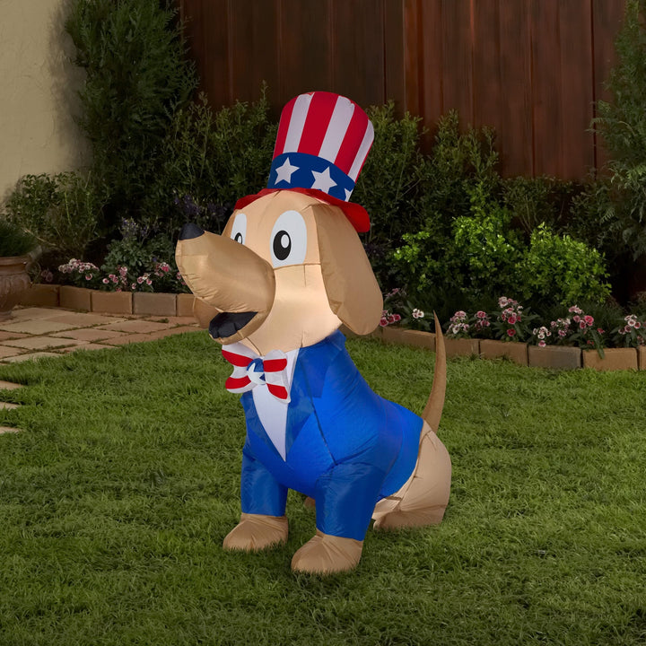 60" Inflatable Patriotic Pooch 60 in Blue Traditional Plastic - Diamond Home USA