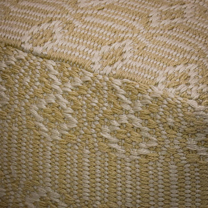 16" Hand Woven Pouf Ottoman Sand 16 in Beige Traditional Polyester - Diamond Home USA