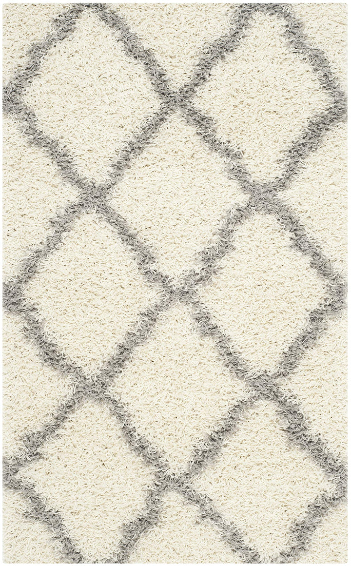 SAFAVIEH Dallas Shag Collection Accent Rug - 3' x 5' Ivory & Grey Trellis Design - Diamond Home USA