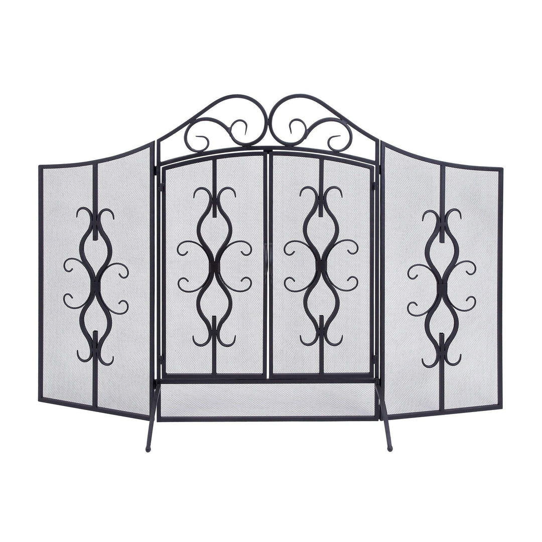Traditional 40 X 60 Inch Wrought Iron Footed Fire Screen by Black Blue Acacia - Diamond Home USA