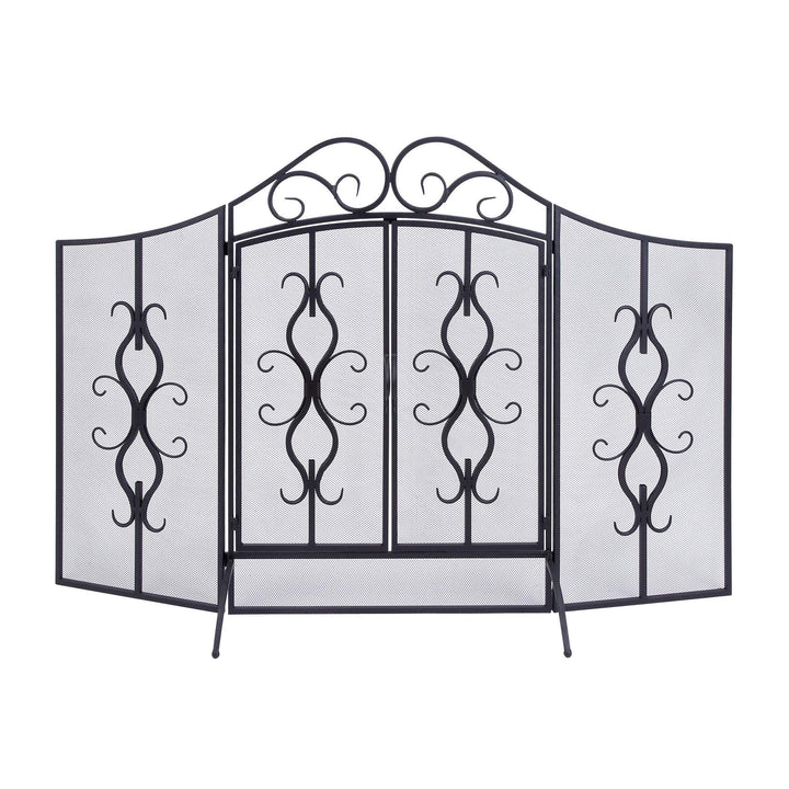 Traditional 40 X 60 Inch Wrought Iron Footed Fire Screen by Black Blue Acacia - Diamond Home USA