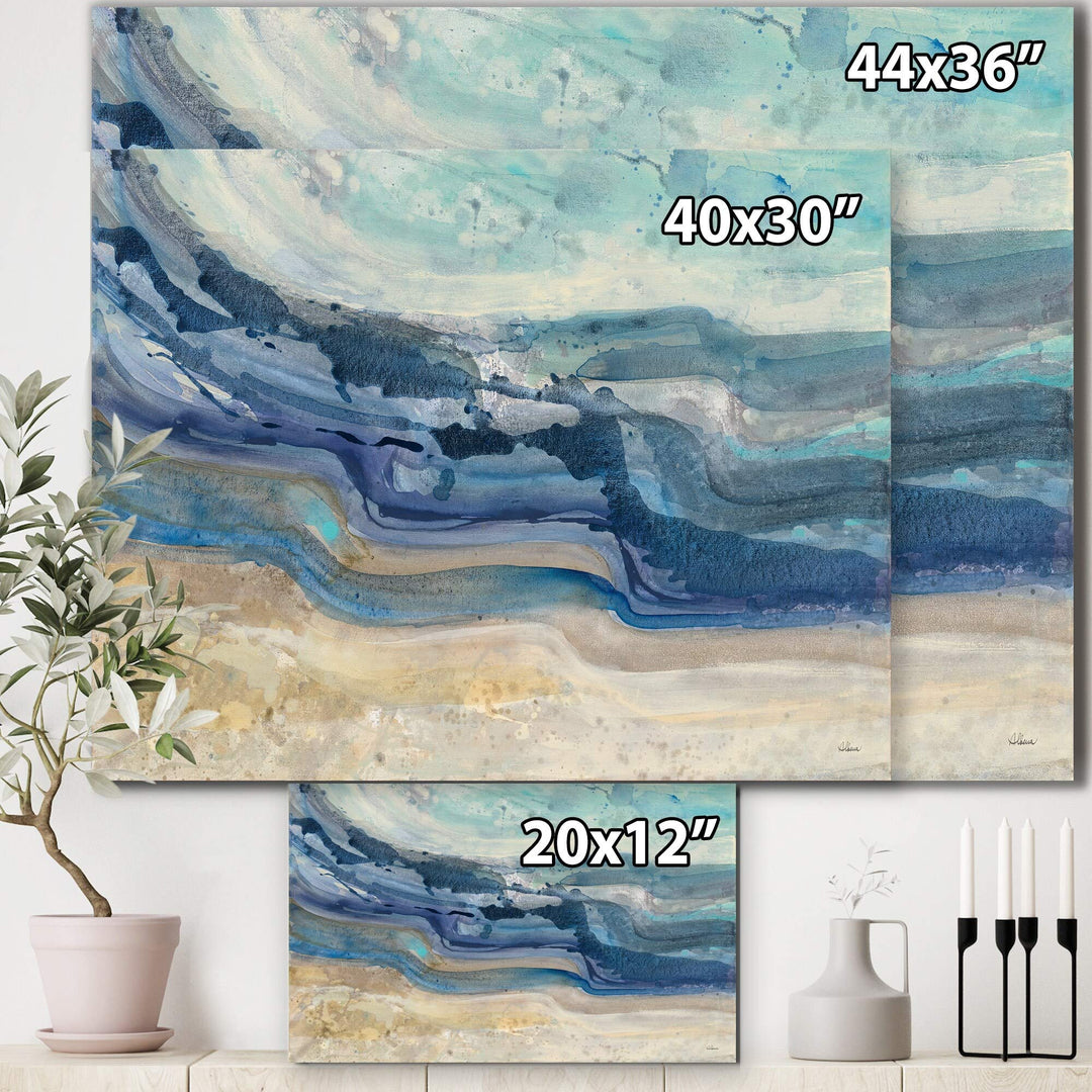 DESIGN ART Designart 'Coast Blue Sea Waves Watercolour' Modern Farmhouse 40 in. wide x 30 in. high - Diamond Home USA