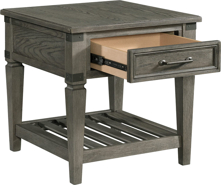 Intercon Foundry 24" Wide Drawer and Shelf Brushed Pewter End/Side/Nesting - Diamond Home USA