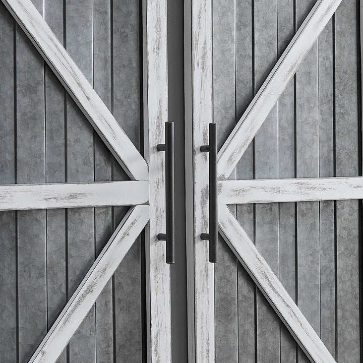 FirsTime & Co. White and Silver Carriage Barn Door Wall Plaque 2-Piece Set Large - Diamond Home USA