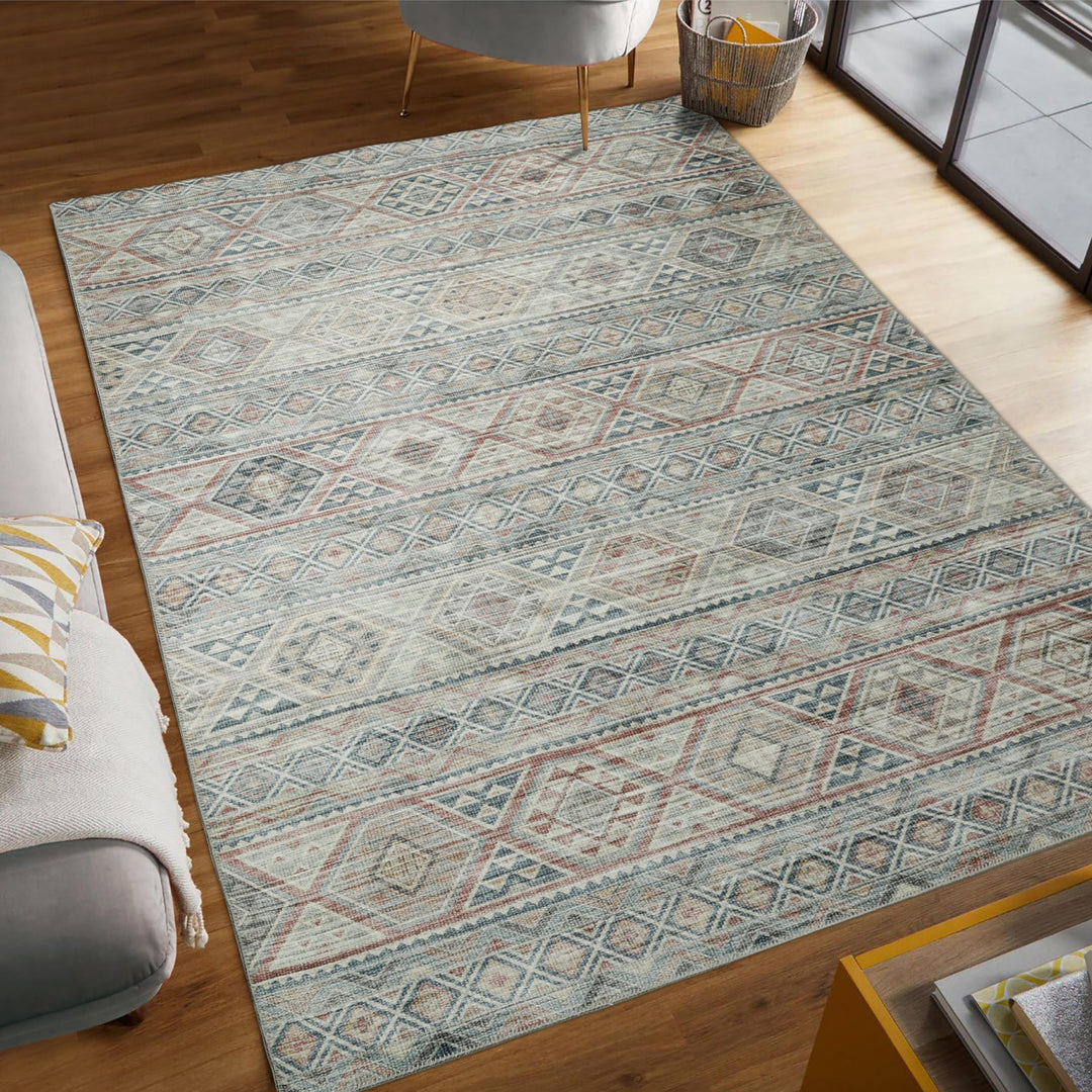 Wyatt & Ash Pink Bruno Imagine Printed Chenille 8'x11' Non Skid & Machine 8x11 - Beige Multi