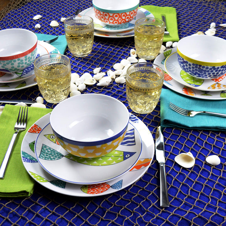 Euro Ceramica FreshCatch 12 Piece Dinnerware Set Service for 4 - Stoneware - Diamond Home USA