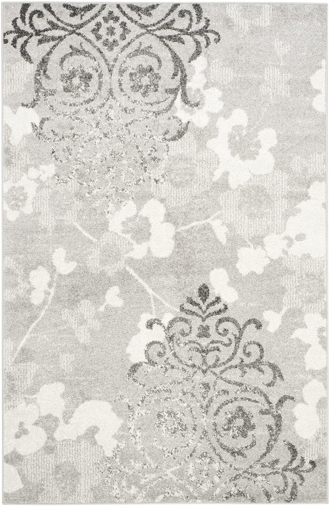 SAFAVIEH Adirondack Collection Area Rug - 6' x 9' Silver & Ivory Floral Glam - Diamond Home USA