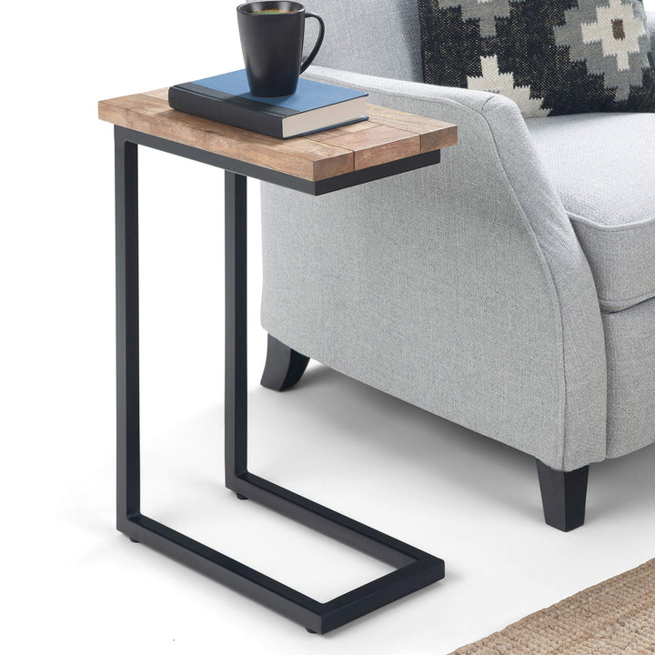SIMPLIHOME Skyler SOLID MANGO WOOD and Metal 18 inch Wide Rectangle C Side Table