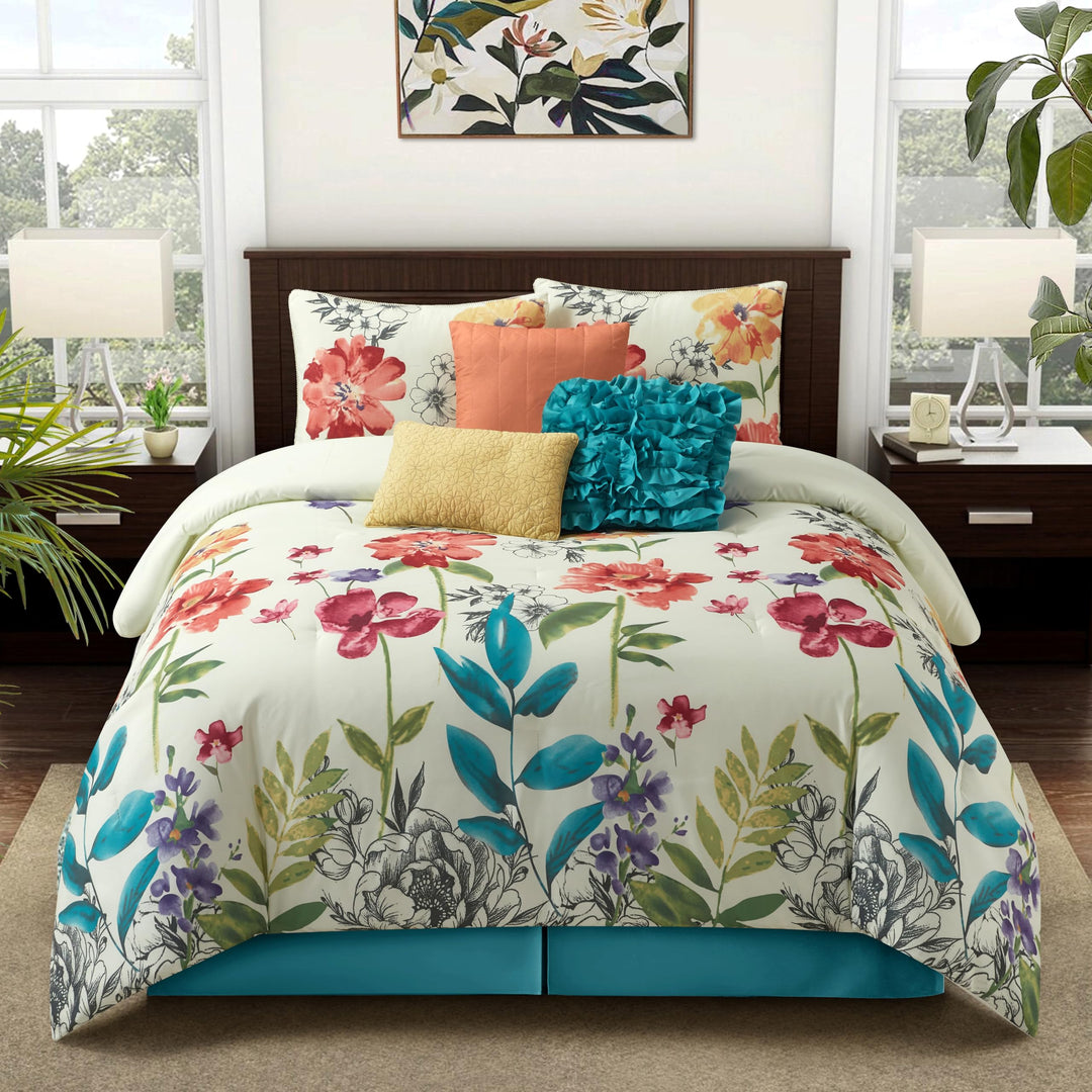 Stratford Park Garden 7-Piece Bedding Comforter Set Queen Multi-Colored