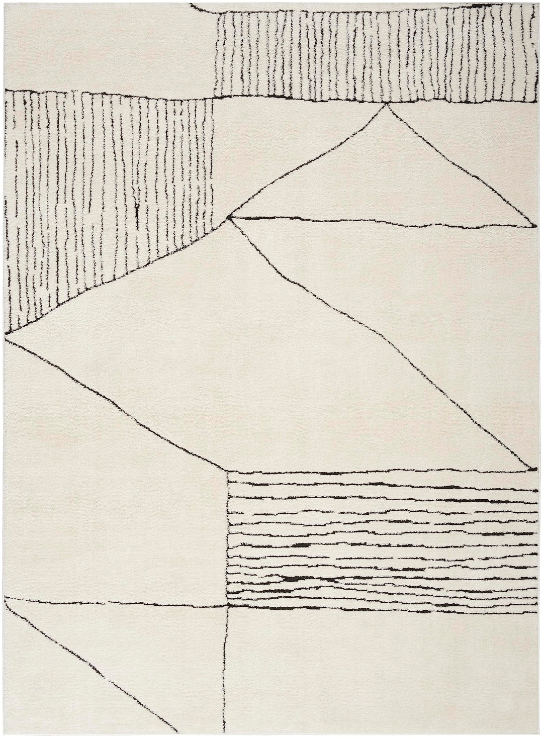 Nourison Cozy Modern Scandinavian Ivory Black 5'3" x 7' Area Rug Non-Shedding - Diamond Home USA