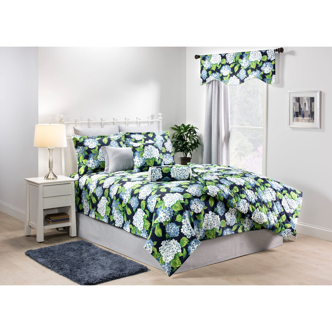 Blue On Navy Background Daybed Set Blue Floral Traditional Cotton Made in USA