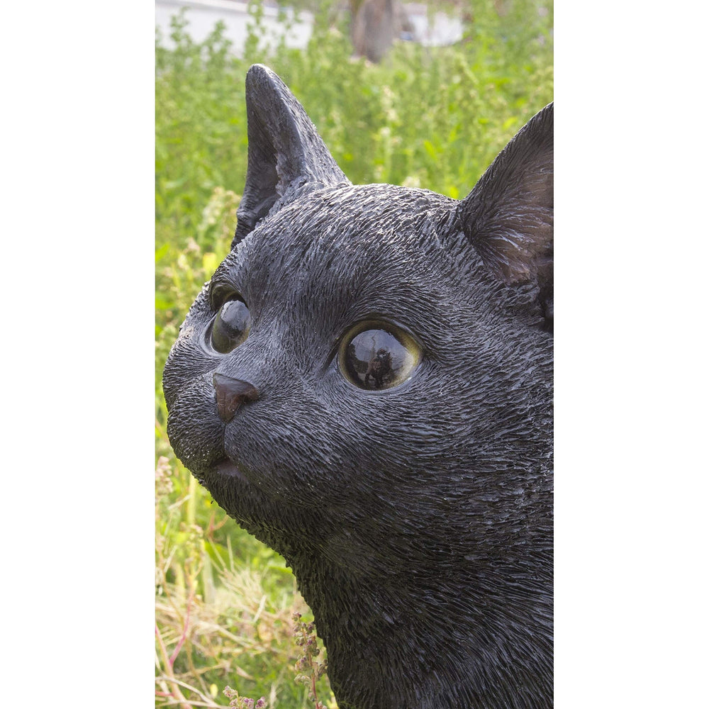 Black Cat Walking Looking Left Statue Polyresin - Diamond Home USA
