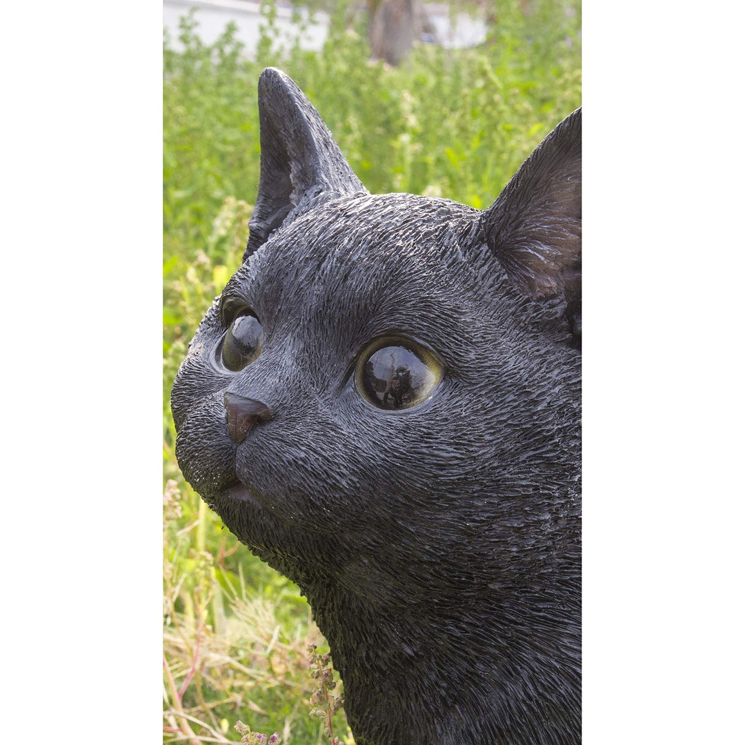 Black Cat Walking Looking Left Statue Polyresin - Diamond Home USA