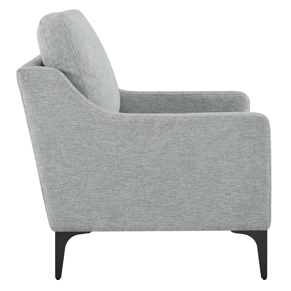 Modway Corland Upholstered Fabric and Metal Armchair in Light Gray - Diamond Home USA