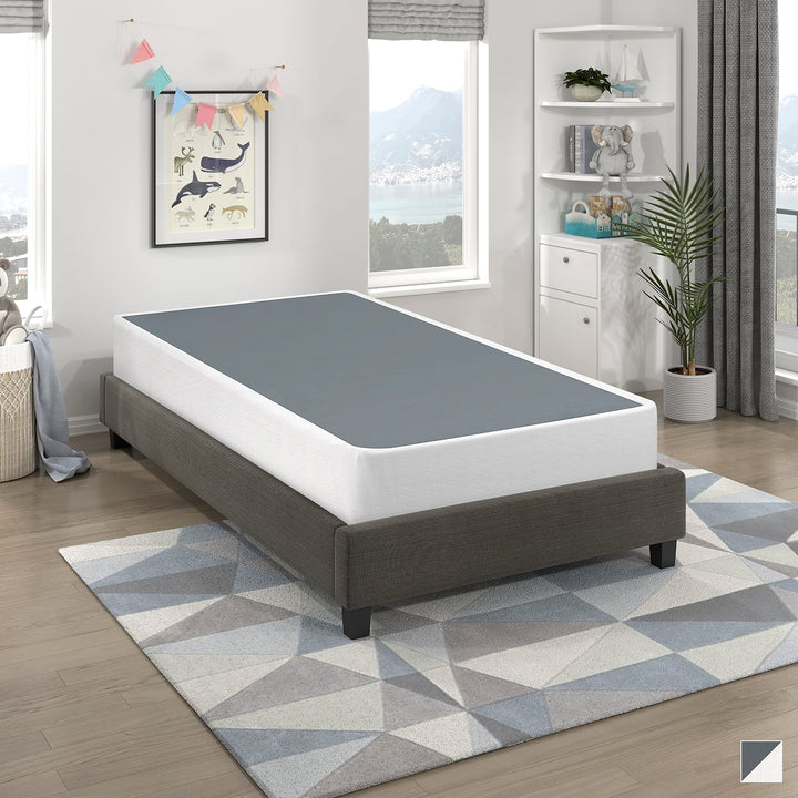 Mattress Foundation Twin White Fabric Metal Black Includes Hardware