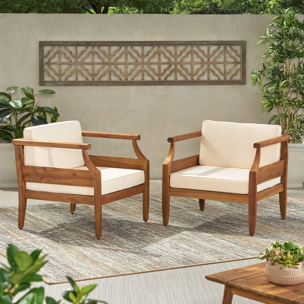 Christopher Knight Home Daisy Outdoor Club Chair with Cushion (Set of 2) Teak - Diamond Home USA