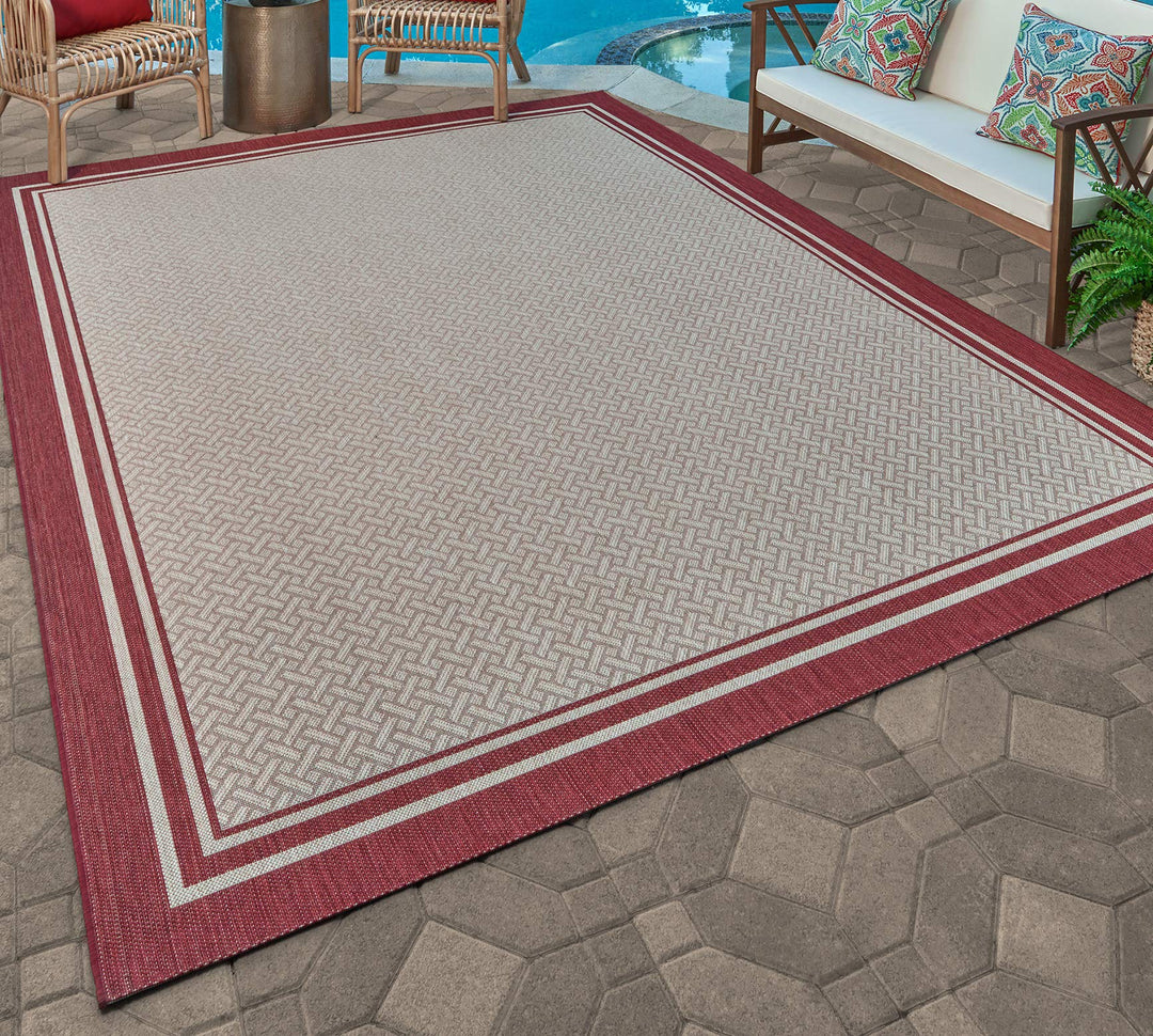 Gertmenian Indoor Outdoor Classic Flatweave Area Rug Stain & UV Resistant Carpet 7'10" x10'