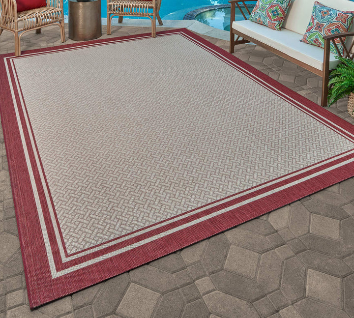 Gertmenian Indoor Outdoor Classic Flatweave Area Rug Stain & UV Resistant Carpet 7'10" x10'