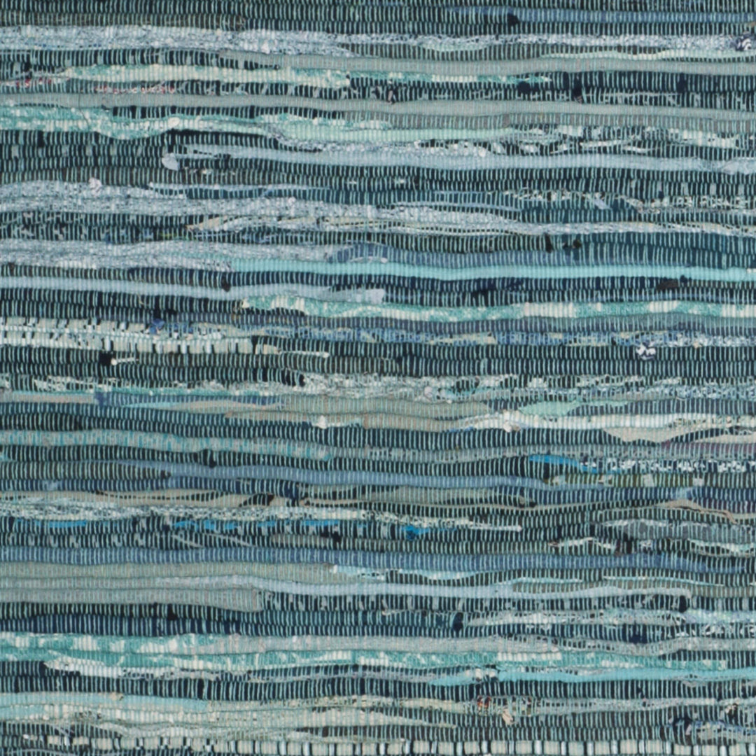 Rag Rug Runner with Tassels Teal Turquoise Rags Weave Floor Mat Hallway 2'3" x 5' - Turquoise/Multi - Diamond Home USA