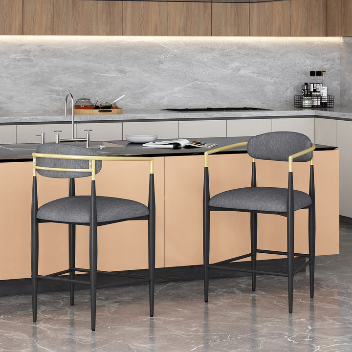 Christopher Knight Home Elmore 25 Inch Counter Stools - Charcoal/Black/Gold (Set - Diamond Home USA