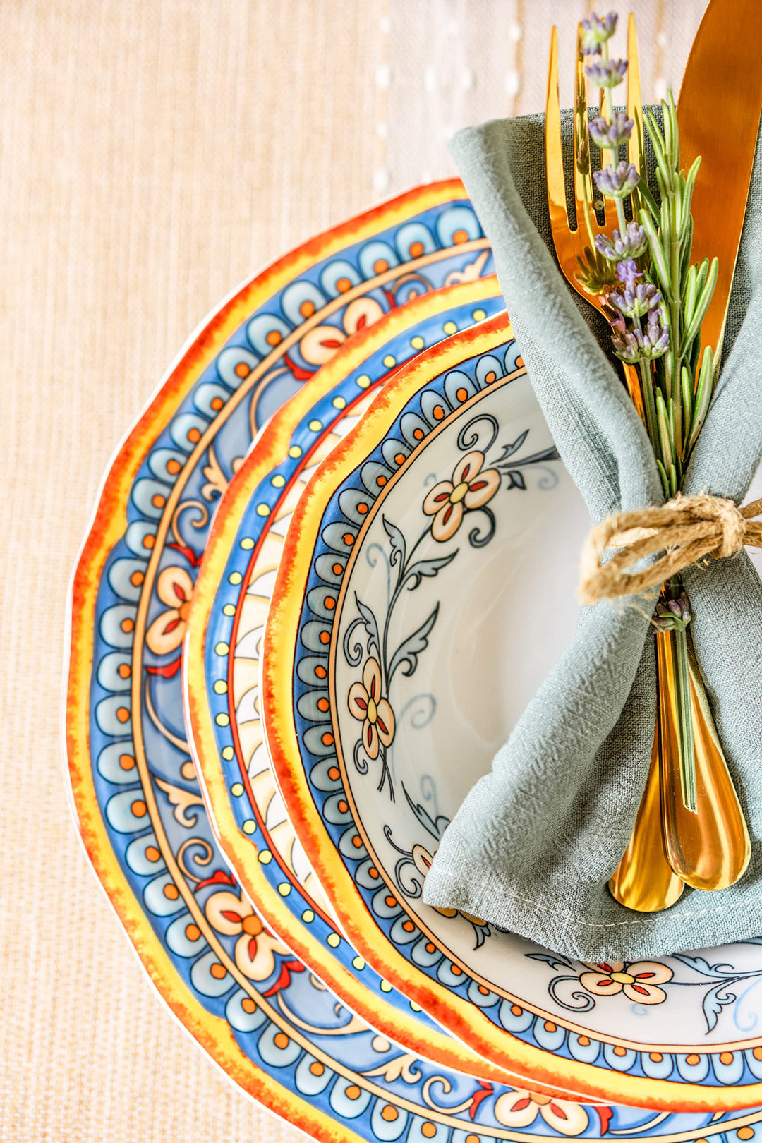 Euro Ceramica Duomo 16 Piece Stoneware Dinnerware Set Service for 4 - - Diamond Home USA