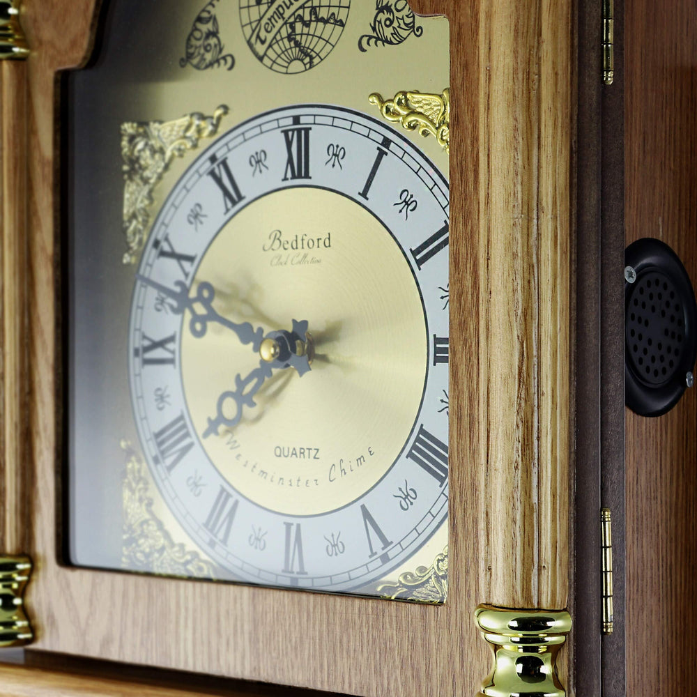 Classic 26" Wall Clock with Pendulum Brown Rectangular Wood Finish - Diamond Home USA
