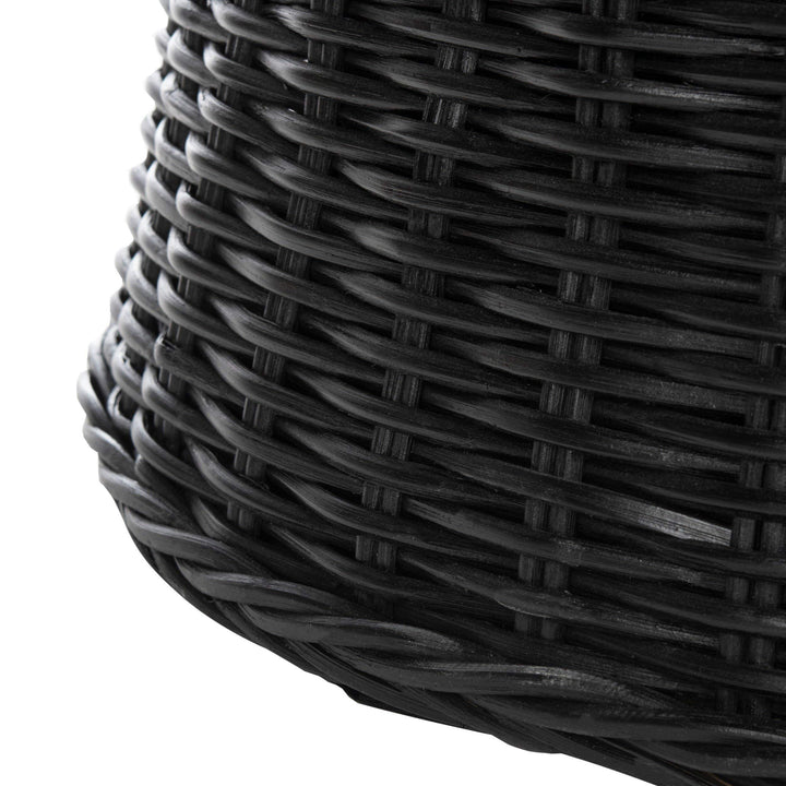 Round Wicker Ottoman Black Large Rattan Coffee Table Rounded Shape Circular - Diamond Home USA