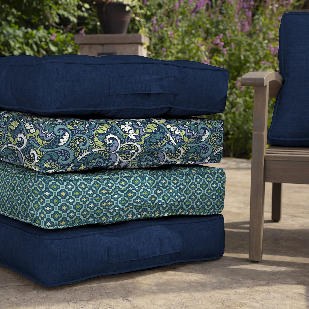 Arden Selections Outdoor Plush Classic Tufted Deep Seat Cushion 24 x 24 Water Sapphire Blue Leala - Diamond Home USA