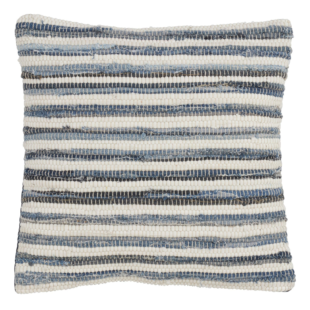 Striped Denim Down Filled Throw Pillow Blue Stripe Traditional Cotton