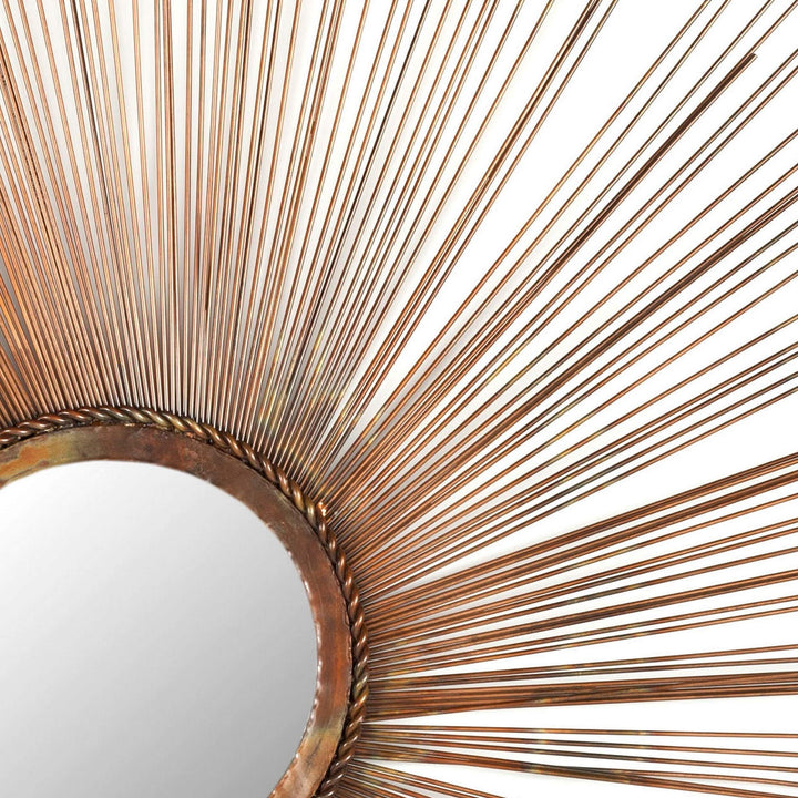 Large Bronze Sunburst Mirror Midcentury Bursting Round Copper Decorative Wall - Diamond Home USA