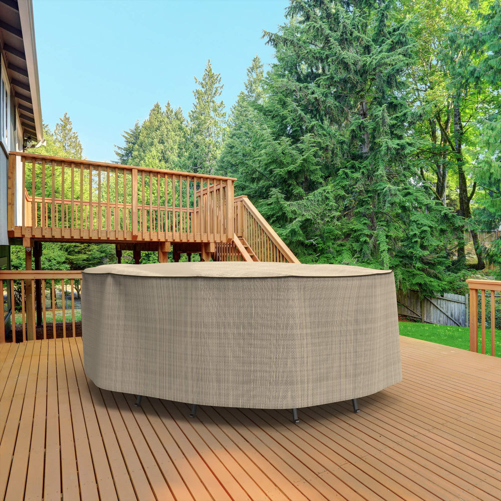 Budge NeverWet Mojave Patio Oval Table and Chairs Combo Cover Black Ivory Large - Diamond Home USA