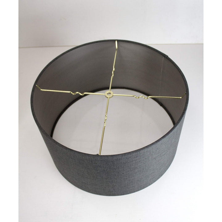 Granite Grey Burlap Shallow Drum Lampshade 18x18x10 Modern Contemporary - Diamond Home USA