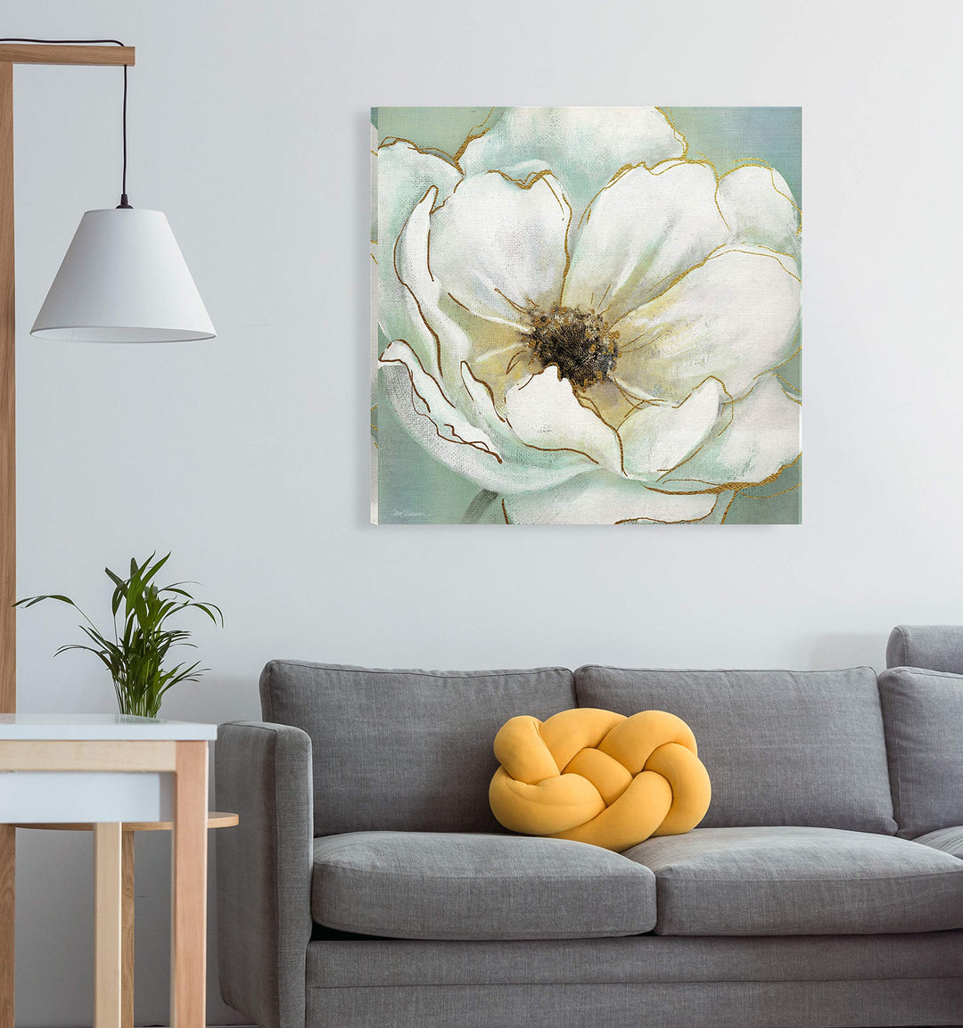 Wexford Home Soft Teal Splendor Gallery Wrapped Canvas Wall Art 32x32 Multicolor - Diamond Home USA
