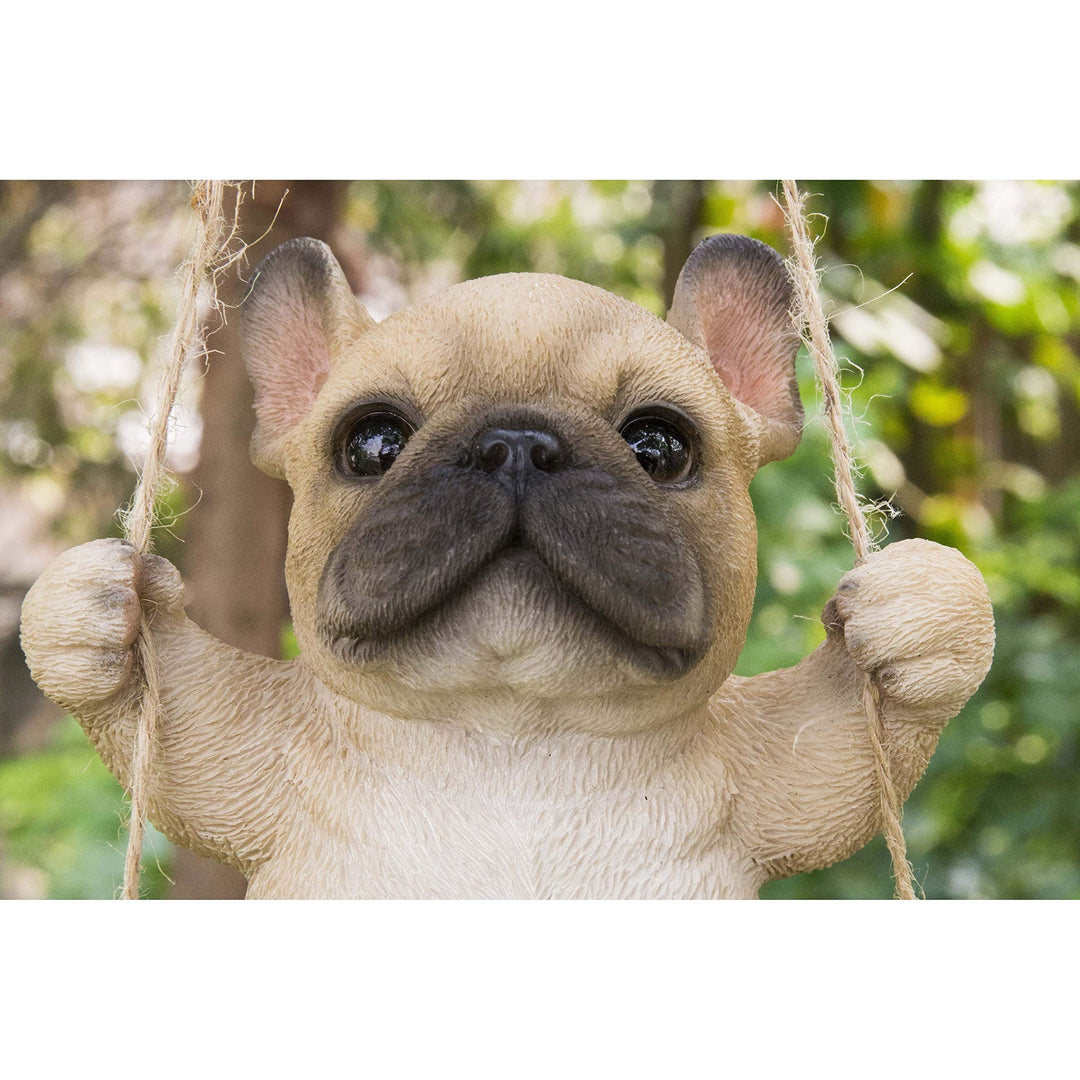 French Bulldog On Swing Polyresin