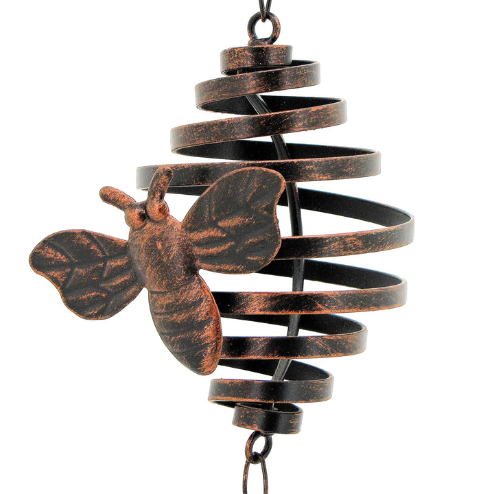 79" Long Antique Bronze Hanging Honeybee Rain Chain Brown Iron Powder Coated