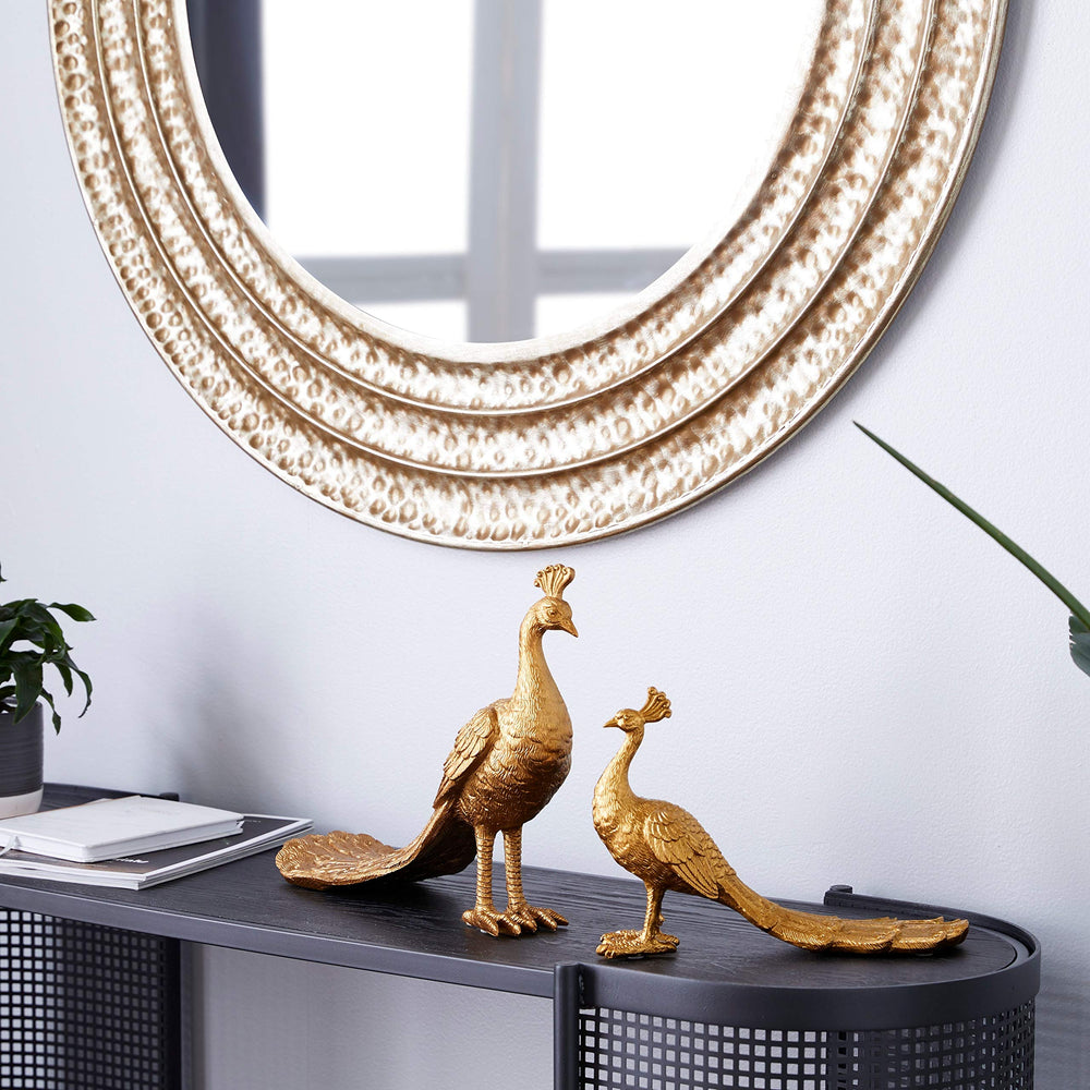 Gold Resin Peacocks Set of 2 14 X 4 11 - Diamond Home USA