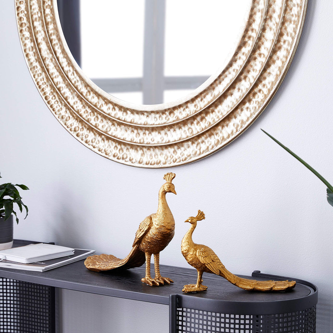 Gold Resin Peacocks Set of 2 14 X 4 11 - Diamond Home USA