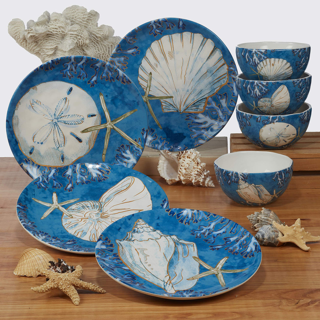 Certified International Playa Shells 18 oz. Mugs Set of 4 4 Count (Pack of 1) - Diamond Home USA