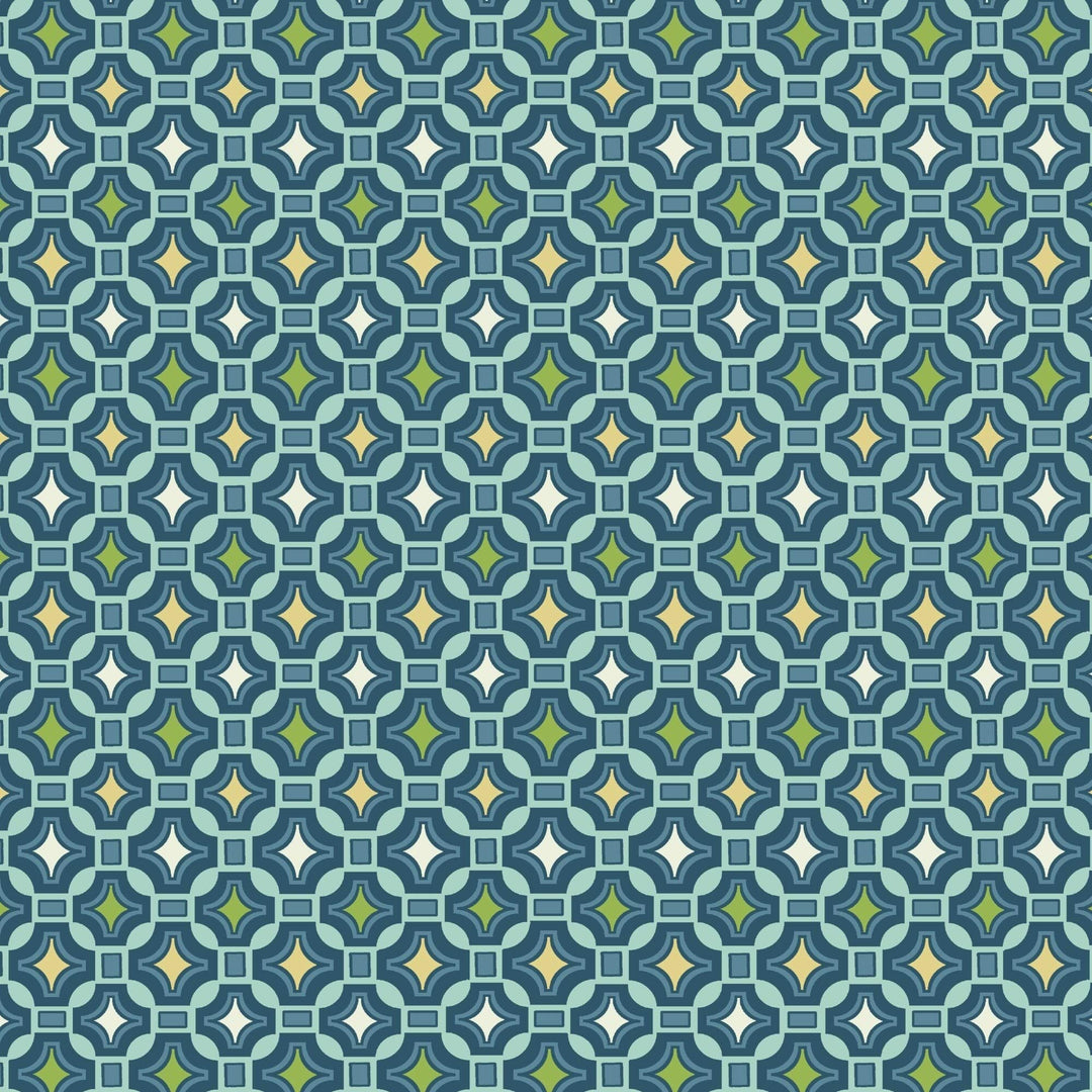 Tile Outdoor Deep Seat Set Blue Geometric Transitional Polyester Uv Resistant - Diamond Home USA