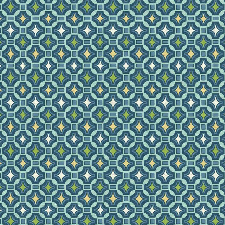 Tile Outdoor Deep Seat Set Blue Geometric Transitional Polyester Uv Resistant - Diamond Home USA