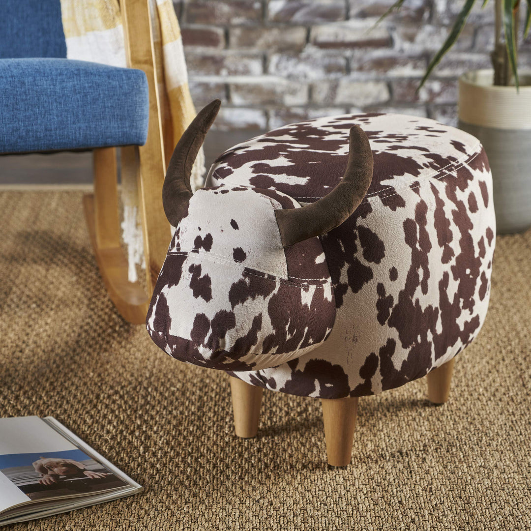 Christopher Knight Home Bessie Patterned Velvet Cow Ottoman Brown Milk Cow / White/Brown