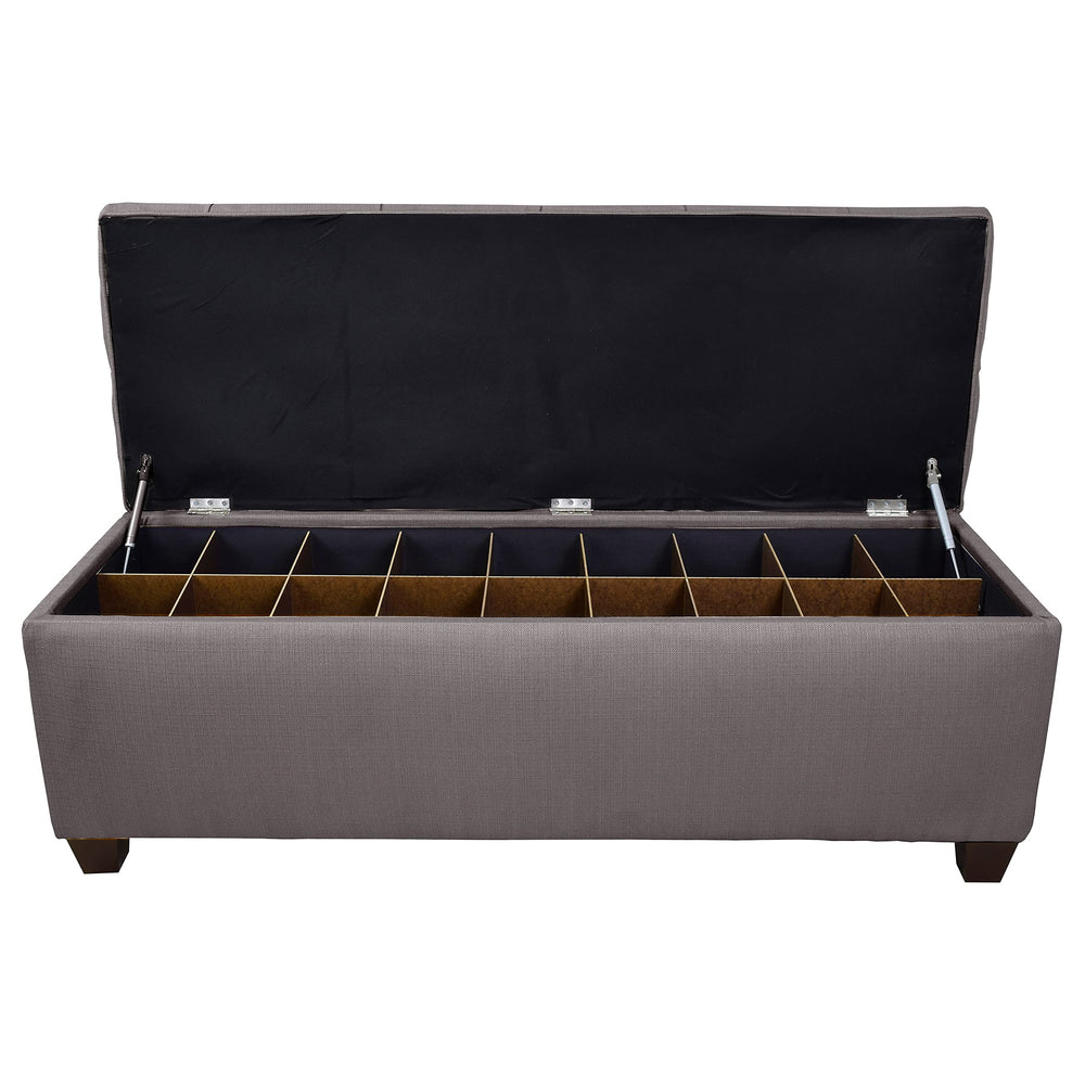 The Sole Secret Button Tufted Shoe Ottoman Storage Bench for Bedroom or Entryway Grey Large - Diamond Home USA
