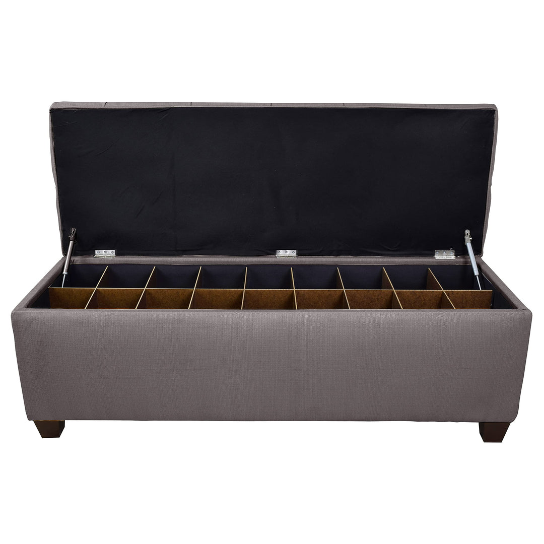 The Sole Secret Button Tufted Shoe Ottoman Storage Bench for Bedroom or Entryway Grey Large - Diamond Home USA