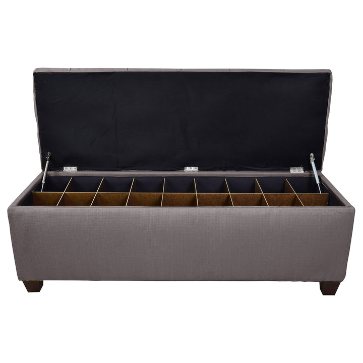 The Sole Secret Button Tufted Shoe Ottoman Storage Bench for Bedroom or Entryway Grey Large - Diamond Home USA